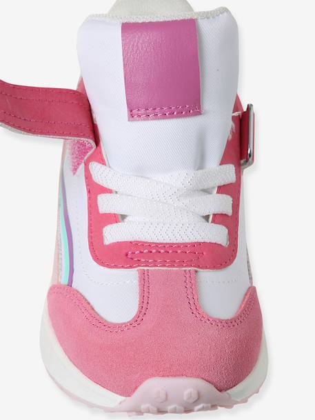 Elastische synthetische baskets voor kinderen veel beige+veel roze - vertbaudet enfant 