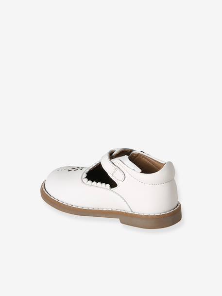 Salomé bébé cuir blanc+rose poudré - vertbaudet enfant 