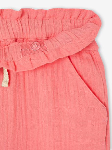 Pantalon large gaze de coton rose+vert de gris - vertbaudet enfant 