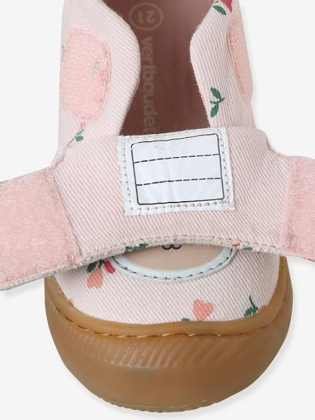 Chaussons bébé toile scratch blanc imprimé+bleu chambray+rose imprimé - vertbaudet enfant 