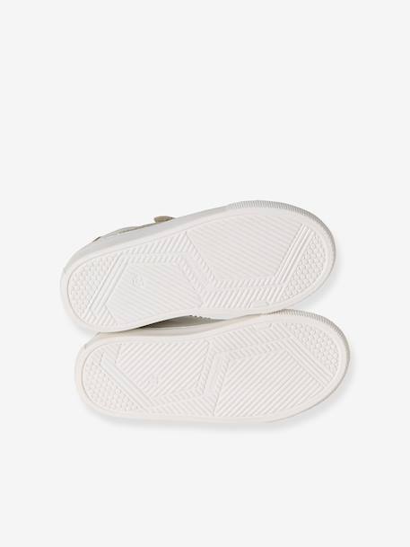 Baskets enfant fille cuir à scratchs blanc imprimé+écru+marine - vertbaudet enfant 