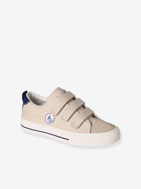 Baskets enfant à scratchs écru+marine - vertbaudet enfant 