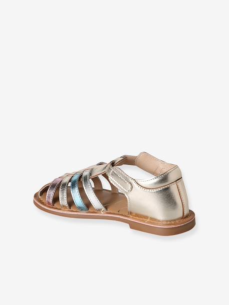Kindersandalen leer met gesp goud - vertbaudet enfant 
