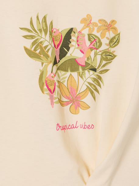 T-shirt voor meisjes met print antraciet+ecru - vertbaudet enfant 