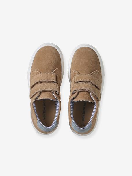 Leren derby's met klittenband voor jongens beige+marineblauw+MARRON MOYEN UNI - vertbaudet enfant 