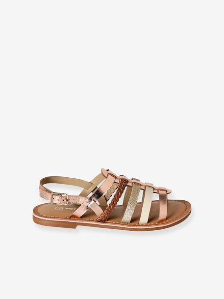 Sandales fille cuir multi brides or - vertbaudet enfant 