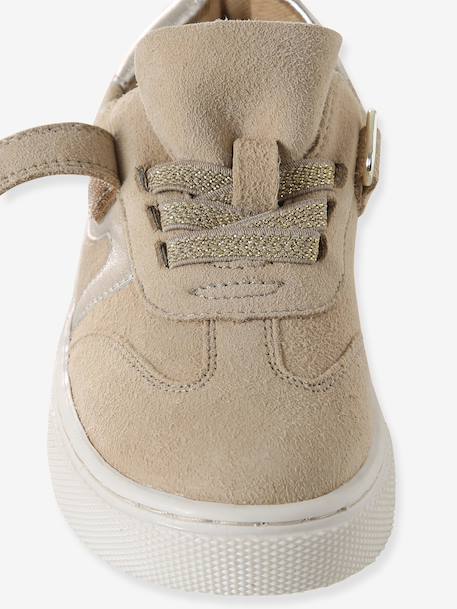 Baskets cuir lacets élastiqués à scratch marron - vertbaudet enfant 