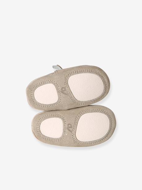Baby sloffen van leer met elastiek goudbeige - vertbaudet enfant 