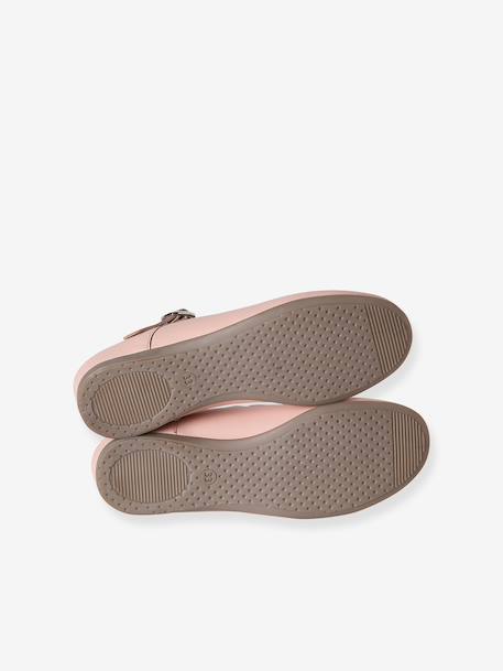 Ballerines fille cuir feston ROSE CLAIR UNI - vertbaudet enfant 