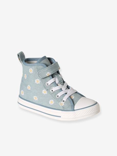 Synthetische hoge baskets voor kinderen jeansblauw - vertbaudet enfant 