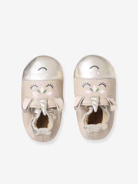 Chaussons bébé cuir elastiqués beige doré - vertbaudet enfant 