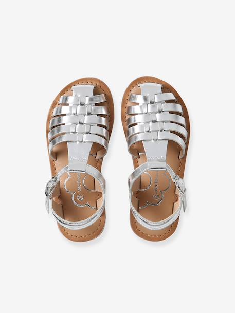 Sandales enfant cuir fisherman argent+or - vertbaudet enfant 