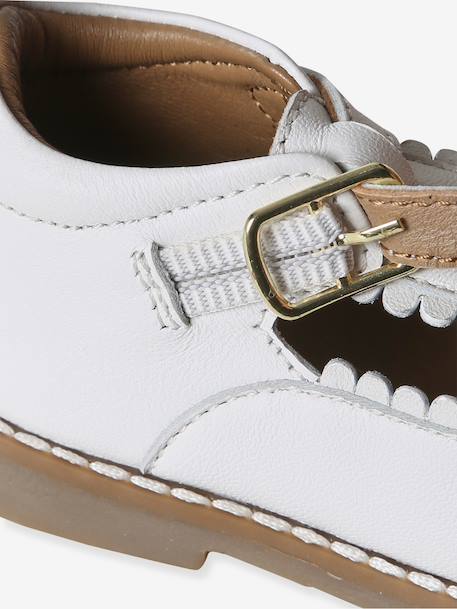 Salomé bébé cuir blanc+rose poudré - vertbaudet enfant 