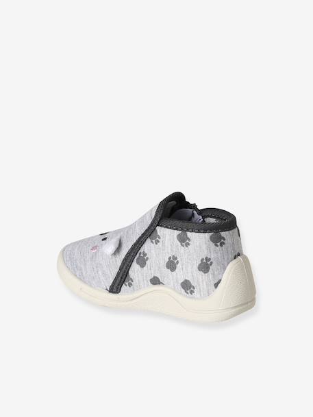 Chaussons bébé textile zippés gris imprimé - vertbaudet enfant 