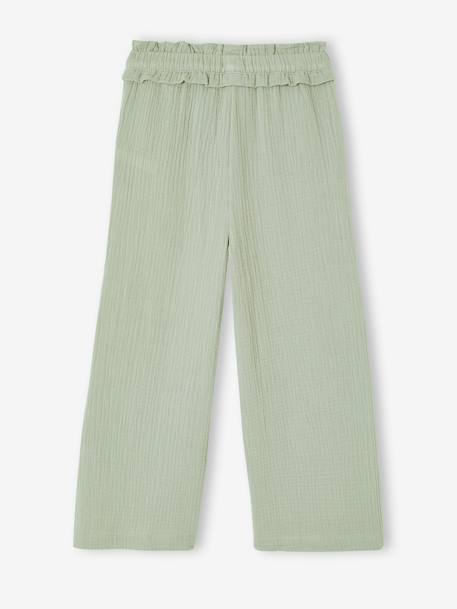 Pantalon large gaze de coton rose+vert de gris - vertbaudet enfant 