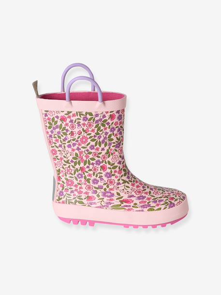 Rubberen regenlaarzen met print voor kinderen, kleutercollectie blauw, bedrukt+ecru+veel roze - vertbaudet enfant 