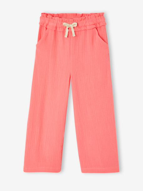 Pantalon large gaze de coton rose+vert de gris - vertbaudet enfant 