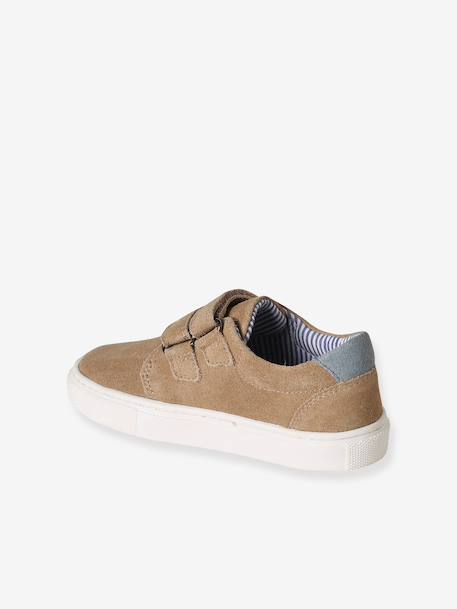 Leren derby's met klittenband voor jongens beige+marineblauw+MARRON MOYEN UNI - vertbaudet enfant 