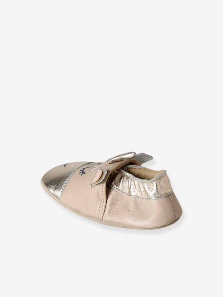Chaussons bébé cuir elastiqués beige doré - vertbaudet enfant 