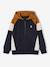 Sweat zippé garçon capuche coloblock bleu moyen+bordeaux+gris chiné+ocre+vert - vertbaudet enfant 
