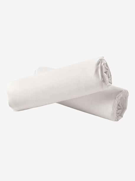 Set van 2 hoeslakens voor kinderen van gerecycled katoen ecru+lichtroze+parelgrijs+saliegroen - vertbaudet enfant 