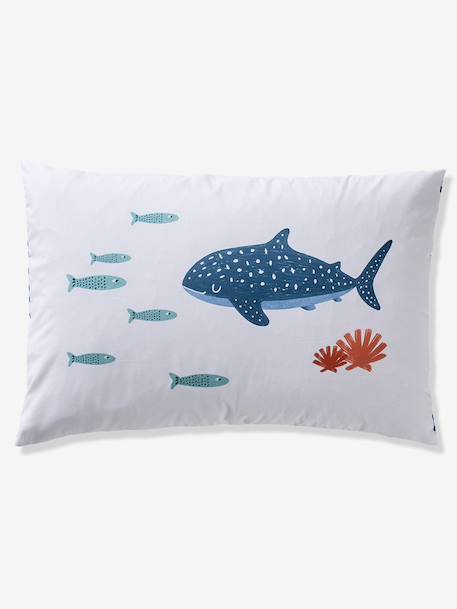 Parure housse de couette et taie d'oreiller enfant EN BORD DE MER blanc imprimé - vertbaudet enfant 