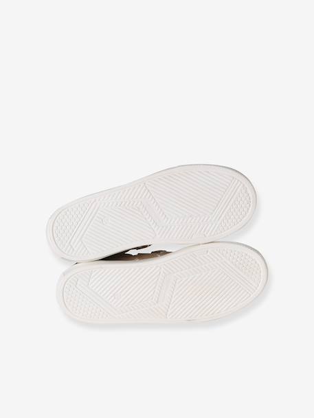 Baskets enfant garçon en cuir à scratchs beige+marine - vertbaudet enfant 