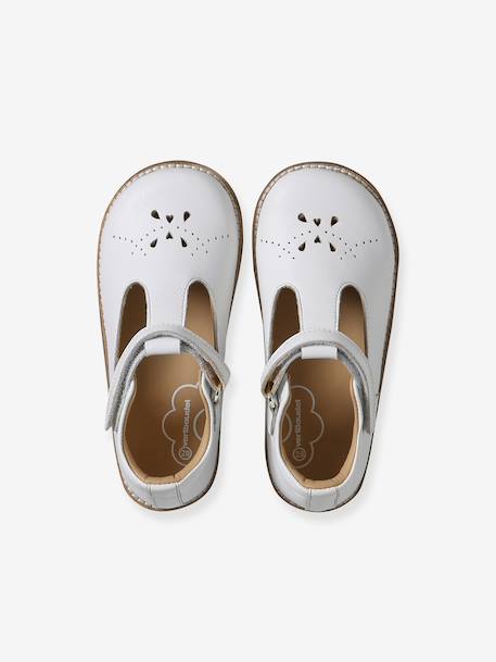 Babies enfant fille cuir à scratch blanc+marine - vertbaudet enfant 