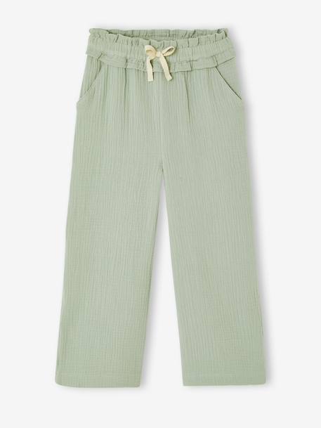 Fille-Pantalon large gaze de coton