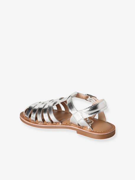 Leren kindersandalen kleutercollectie goud+zilver - vertbaudet enfant 