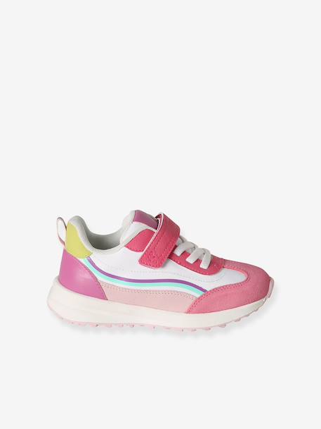 Elastische synthetische baskets voor kinderen veel beige+veel roze - vertbaudet enfant 