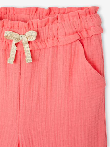 Pantalon large gaze de coton rose+vert de gris - vertbaudet enfant 
