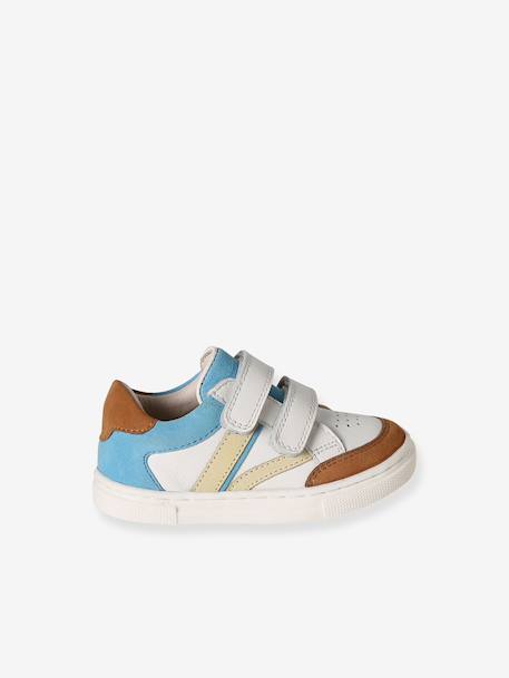 Leren baskets met klittenband voor baby's veel blauw - vertbaudet enfant 