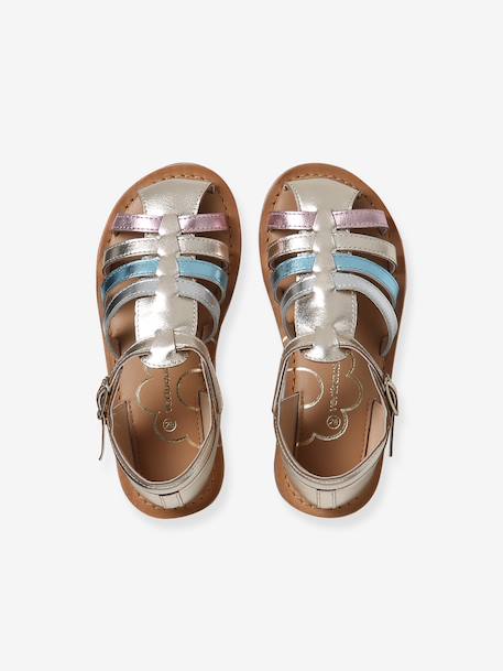 Kindersandalen leer met gesp goud - vertbaudet enfant 