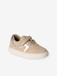 -Baskets cuir lacets élastiqués à scratch