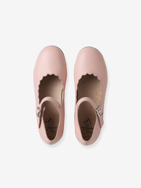 Ballerines fille cuir feston ROSE CLAIR UNI - vertbaudet enfant 