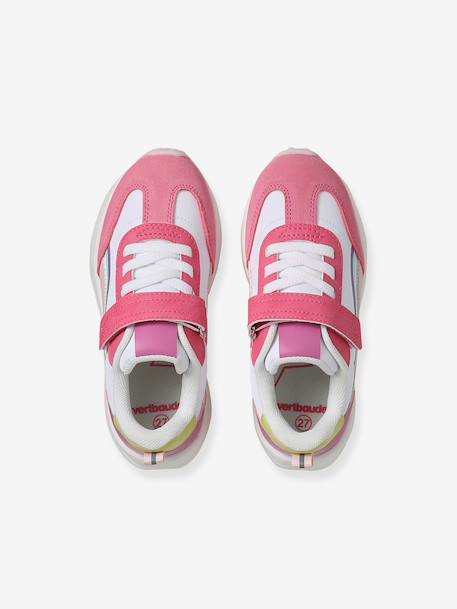 Elastische synthetische baskets voor kinderen veel beige+veel roze - vertbaudet enfant 