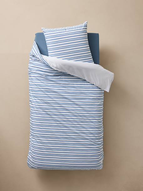 Parure housse de couette et taie d'oreiller enfant EN BORD DE MER blanc imprimé - vertbaudet enfant 