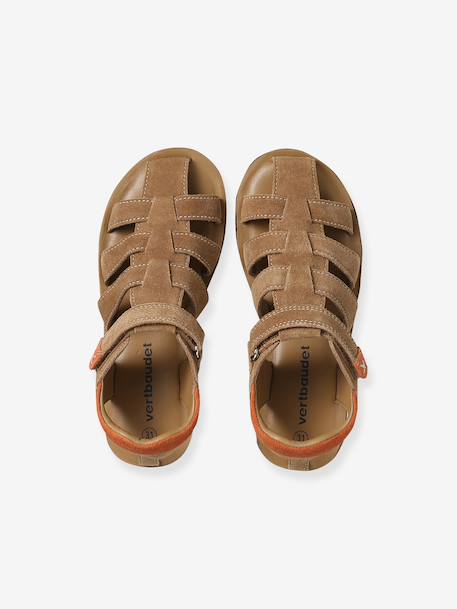 Sandales enfant cuir à scratch camel - vertbaudet enfant 