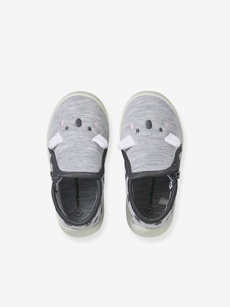 Canvas sloffen met rits voor baby's grijs, bedrukt - vertbaudet enfant 