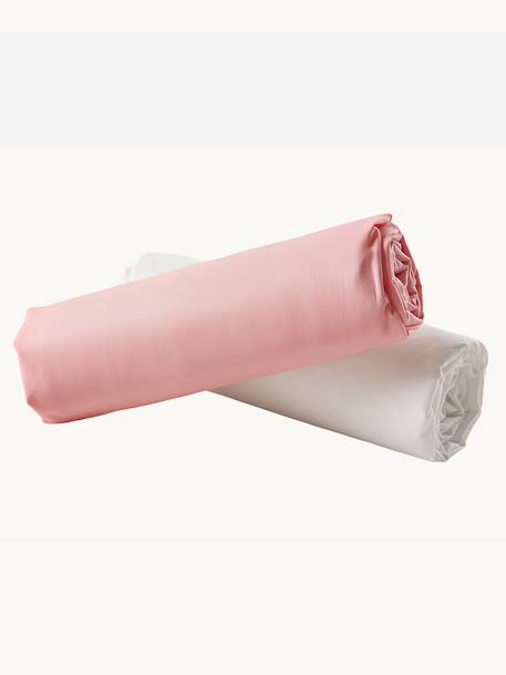 Lot de 2 draps-housses enfant en coton recyclé écru+gris perle+rose pâle+vert sauge - vertbaudet enfant 