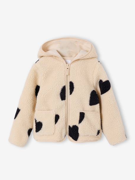 Veste fille sherpa motifs écru+mauve+vanille - vertbaudet enfant 
