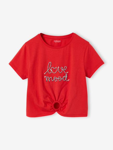 T-shirt fille détail noeud fantaisie écru+rayé bleu+rouge - vertbaudet enfant 