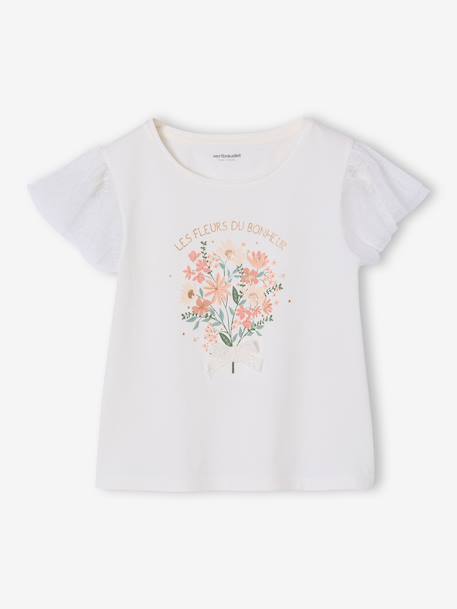 Tee-shirt manches courtes fleuri blanc - vertbaudet enfant 