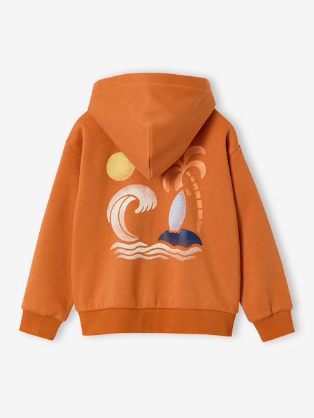 Sweater met rits voor jongens met capuchon sinaasappel - vertbaudet enfant 