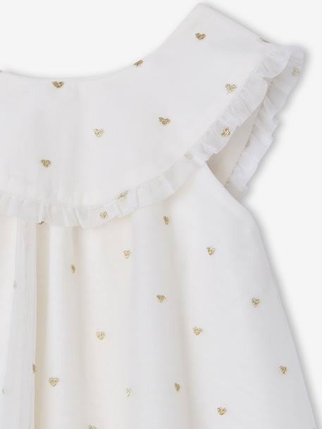 Robe évasée fille tulle brodée blanc - vertbaudet enfant 