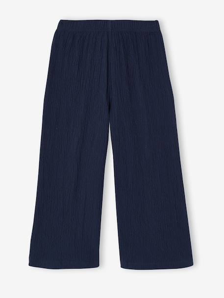 Wijde legging met golvend effect voor meisjes koraal+marineblauw+saliegroen+wit, bedrukt+wit, gestreept+zachtpaars - vertbaudet enfant 