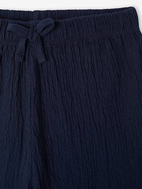 Wijde legging met golvend effect voor meisjes koraal+marineblauw+saliegroen+wit, bedrukt+wit, gestreept+zachtpaars - vertbaudet enfant 