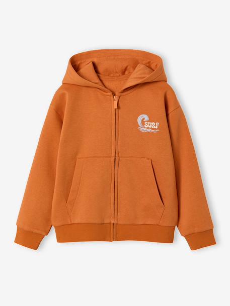 Sweat zippé garçon capuche orange - vertbaudet enfant 