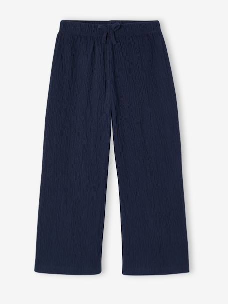 Wijde legging met golvend effect voor meisjes koraal+marineblauw+saliegroen+wit, bedrukt+wit, gestreept+zachtpaars - vertbaudet enfant 
